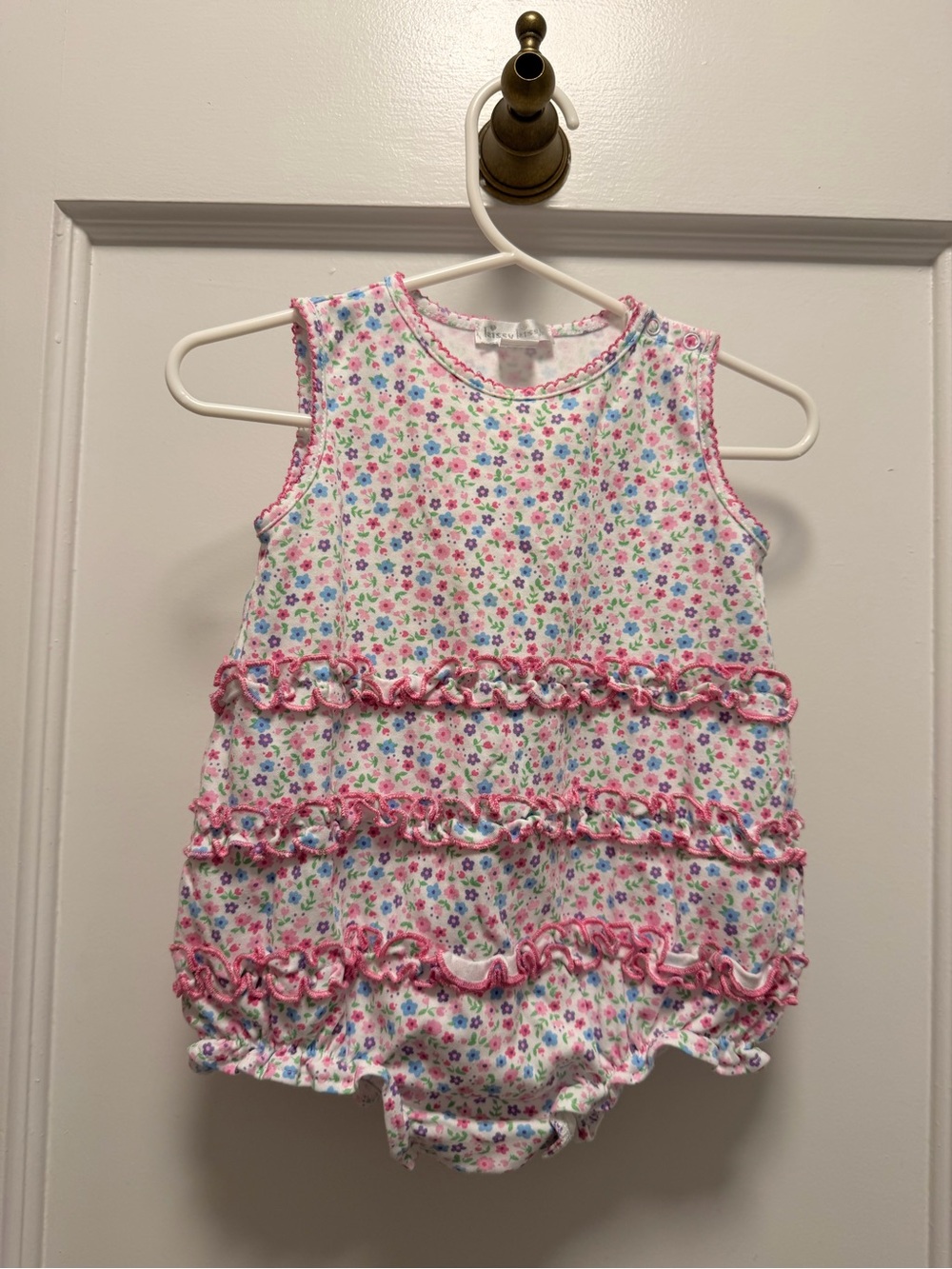 Kissy Kissy Pink Multi Floral Ruffle Bubble Romper
